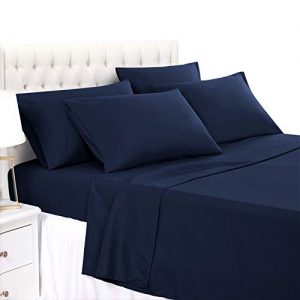 BASIC CHOICE 6 Piece Sheet Set - Luxury Soft 2000 Series Wrinkle & Fade Resistant Bed Sheets - King, Dark Blue