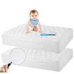 2 Pack Crib Mattress Protector, Toddler Waterproof Organic Bamboo Quilted Fitted Mattress Pad with 28'' x 52'' Baby Mattress Cover