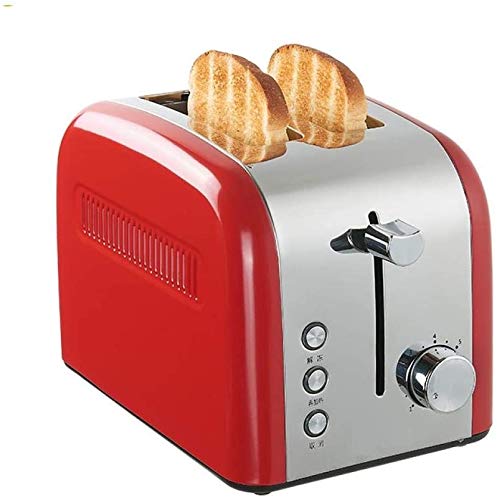 XDDWD Toaster Household Stainless Steel Body Wide Slot Breakfast Machine Toaster Driver Toaster,Red