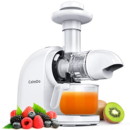 Masticating Juicer, CalmDo Slow Juicer Extractor with Ceramic Auger, Anti-drip Mouth, Quiet Motor, Ideal for Nutrient Fruit and Vegetable Juice, Sorbet