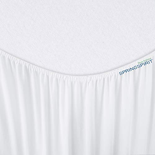 SPRINGSPIRIT Box Spring Cover Queen Size SPRINGSPIRIT Field Spring Cowl Queen Dimension with Clean and Elastic Woven Materials, Alternates for Mattress Skirt, Wrinkle &amp; Fading Resistant, Washable, Dustproof, White.