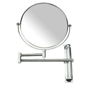 Lansi 10x Magnifying Wall Mounted Makeup Mirror,10X Magnification Makeup Mirror Adjustable Height Double-Sided Mirrors for Bathroom Vanity, Round Shape