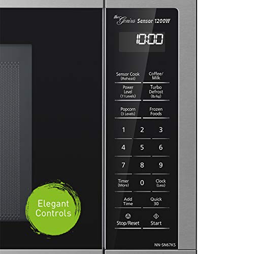 Panasonic Compact Microwave Oven with 1200 Watts of Cooking Energy Panasonic Compact Microwave Oven with 1200 Watts of Cooking Energy, Sensor Cooking, Popcorn Button, Fast 30sec and Turbo Defrost - NN-SN67KS - 1.2 Cubic Foot (Stainless Metal / Silver).