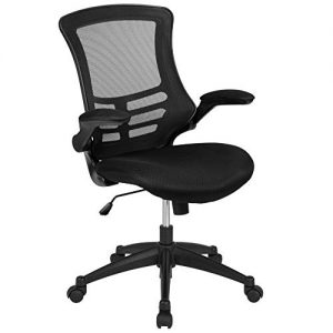 Flash Furniture Mid-Back Black Mesh Swivel Ergonomic Task Office Chair with Flip-Up Arms, BIFMA Certified