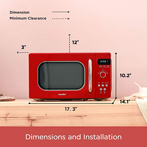 COMFEE' Retro Countertop Microwave Oven with Compact Size COMFEE' Retro Countertop Microwave Oven with Compact Dimension, Place-Reminiscence Turntable, Sound On/Off Button, Baby Security Lock and ECO Mode, 0.7Cu.ft/700W, Passionate Purple, AM720C2RA-R.