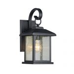 Edvivi Mira 1-Light Textured Black Outdoor Wall Sconce Clear Seedy Glass Lantern Lamp Light | Traditional Lighting