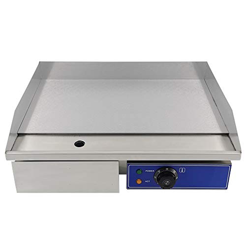 DULONG Commercial Electric Griddle Flat Top Grill Hot DULONG Business Electrical Griddle Flat Prime Grill Scorching Plate Stainless Metal Kitchen Grill Countertop with Thermostatic Management 1500W 22" (Entire Flat Plate).