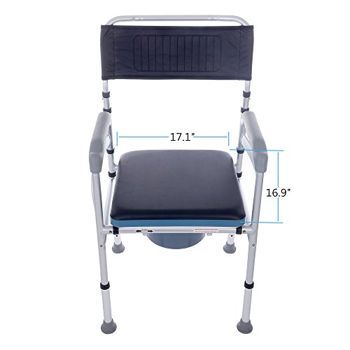 SUKONG Bedside Commode, Aluminum Portable Toilet SUKONG Bedside Commode, Aluminum Portable Toilet with Cover, Adjustable Height of 5 Levels.