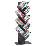 Homfa Tree Bookshelf, 9-Shelf Rack Bookcase, Artistic Free Standing Book Storage Organizer, Books/CDs/Albums/Files Holder in Living Room Home Office, Gray(Large)