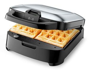Elechomes Belgian Waffle Maker with Removable Plates, Easy to Use and Dishwasher Safe, Non-Stick, 2-Slices, Cord-Storage, Premium Stainless Steel