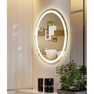 M LTMIRROR LED Lighted Oval Vanity Bathroom Makeup Mirrors Wall Mounted, Modern Anti-Fog IP66 Waterproof Vertical Installation Ultra-Thin 6000K Cool White (23 5/8''X 31 1/2’’)