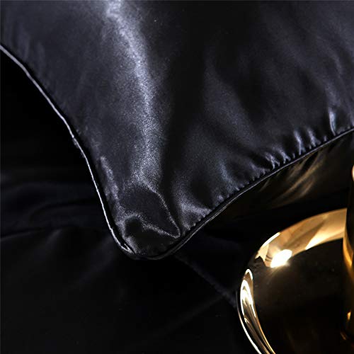 A Nice Night Satin Silky Soft Quilt Sexy Luxury Super Soft A Good Evening Satin Silky Mushy Quilt Horny Luxurious Tremendous Mushy Microfiber Bedding Comforter Set Full/Queen, Gentle Weighted (Black, Queen(88-by-88-inches)).