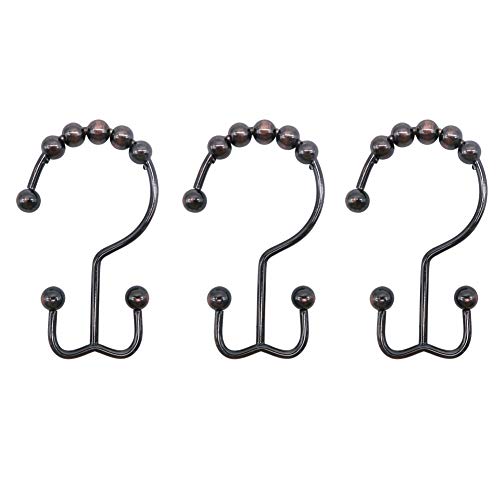 TOAOB Shower Curtain Rings Hooks 3 x 1.8 Inch Stainless Steel TOAOB Shower Curtain Rings Hooks 3 x 1.8 Inch Stainless Steel Rust Proof Double Glide Roller with Eight Solid Bead Bathroom Curtain Hook Set of 12 Hooks Bronze.