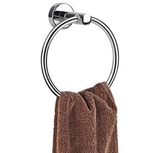 MongFun Towel Ring for Bathroom, Hand Towel Ring Chrome, Bath Towel Holder Hanger Hooks for Kitchen, Silver Rustproof Polished 304 Stainless Steel (Drill Needed)