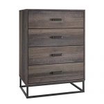 HOMECHO 4 Drawer Dresser, Wide Chest of Drawers, Wood Storage Organizer Unit Floor Cabinet with Sturdy Metal Frame for Home Office (Brown)