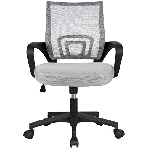 YAHEETECH Ergonomic Mesh Office Chair Gray Mid Back Ergonomic Computer Chair Desk Chair with Lumbar Support & 360° Rolling Casters Gray