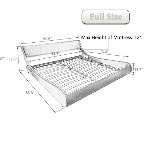 Amolife Modern Full Platform Bed Frame with Adjustable Headboard Amolife Modern Full Platform Bed Frame with Adjustable Headboard,Mattress Foundation Deluxe Solid Faux Leather Bed Frame with Wood Slat Support (Black with White Border, Full).