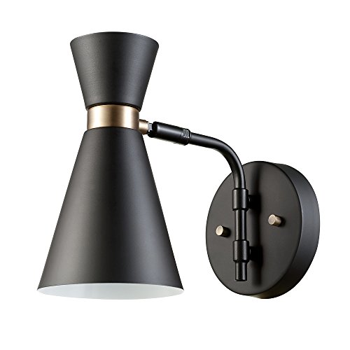 Belmont 1-Light Wall Sconce, Satin Black, Gold Accents,65855