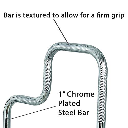 Carex Tri-Grip Bathtub Rail with Chrome Finish Carex Tri-Grip Bathtub Rail with Chrome Finish - Bathtub Grab Bar Safety Bar For Seniors and Handicap - For Assistance Getting In and Out of Tub, Easy to Install on Most Tubs.