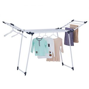 YUBELLES Clothes Drying Rack, Gullwing and Foldable Laundry Rack for Indoor or Outdoor Use, Dark Grey