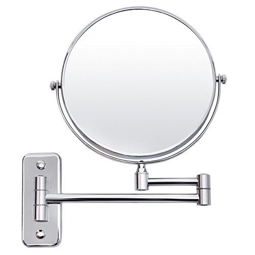 SONGMICS 7x Magnifying Wall Mount Makeup Mirror 8-Inch Two-Sided Extendable Bathroom Vanity Mirror Chrome UBBM713