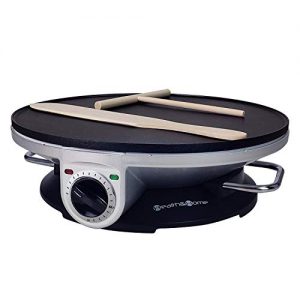Health and Home Crepe Maker - 13 Inch Crepe Maker & Electric Griddle & Non-stick Pancake Maker-Crepe Pan (Silver-A)