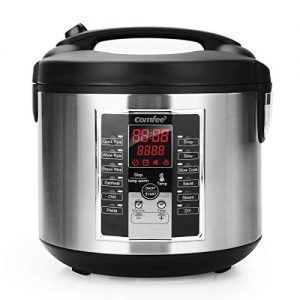 Comfee MB-M25 20 Cup (Cooked) Professional Digital Rice Cooker, Multi Cooker, Food Steamer, Stainless Steel Exterior (Renewed)