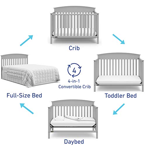 Graco Benton 4-in-1 Convertible Crib (Pebble Gray) Graco Benton 4-in-1 Convertible Crib (Pebble Grey) – Simply Converts to Toddler Mattress, Daybed or Full-Measurement Mattress with Headboard, 3-Place Adjustable Mattress Help Base.