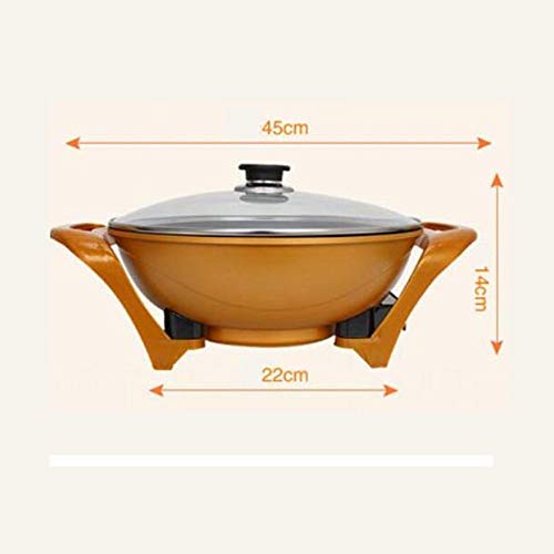 ZNSBH 1500W Multifunction Electric Wok Electric Skillet ZNSBH 1500W Multifunction Electrical Wok Electrical Skillet with Toughened Glass Cowl and Steaming Tablets Stir Frying Pan Non-Stick Housewares Sizzling Pot, 5L, Orange.