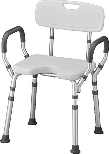 NOVA Shower & Bath Chair with Back & Arms & Hygienic Design, Quick & Easy Tools Free Assembly, Lightweight & Seat Height Adjustable, Great for Travel