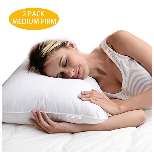 Homelike Moment King Bed Pillows for Sleeping - 2 Pack Down-Alternative Pillow King Size Pillows Set of 2 Cotton Fabric - 20x36 King Pillow