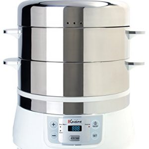 Euro Cuisine FS2500 Electric Food Steamer, White/Stainless Steel