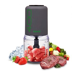 HaveGet Electric Mini Food Processor Blender 1 Pack 400 Watt and 4 Stainless Steel Blades Control Multifunctional Meat Chopper Grinder for Meat, Vegetables, Fruits and Nuts (2CUP GRY)