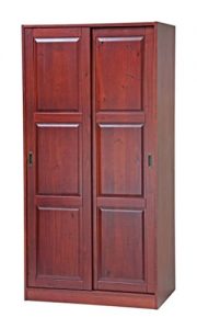 100% Solid Wood 2-Sliding Door Wardrobe/Armoire/Closet/Mudroom Storage by Palace Imports, Mahogany. 1 Large Shelf, 1 Clothing Rod Included. Extra Optional Shelves Sold Separately. Requires Assembly