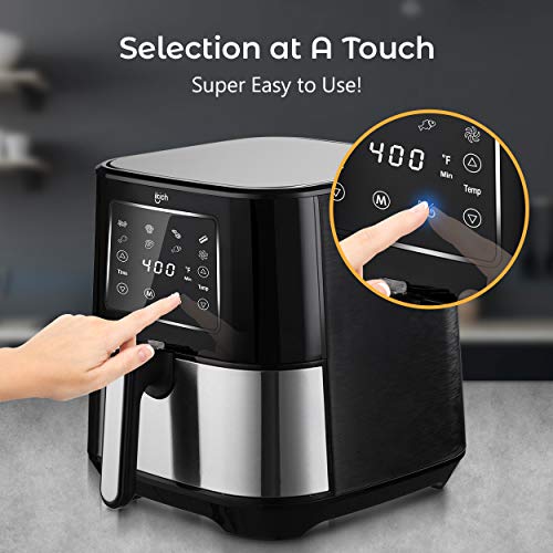 IKICH Air Fryer 6QT XL Larger Hot Air Fryer Cooker 85% Oilless IKICH Air Fryer 6QT XL Bigger Scorching Air Fryer Cooker 85% Oilless LED Digital Touchscreen Tremendous Simple Operation Wholesome Deep Fryer 7 Presets Nonstick Basket Dishwasher Secure Stainless Metal (CP195).