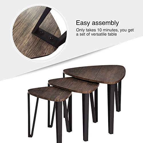 Espresso Desk Units of three Stacking Finish Aspect Tables Nightstands Industrial Nesting-Tables Dwelling Room Espresso Desk Units of three Stacking Finish Aspect Tables Nightstands Classic Night time Tables for Bed room Residence Workplace Phone Desk Youngsters' Nightstands, Brown-CAS020