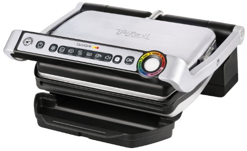 T-fal GC70 OptiGrill Electric Grill, Indoor Grill, Removable Nonstick Dishwasher Safe Plates, 4 Servings, Silver