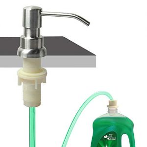 Soap Dispenser for Kitchen Sink, Built In Sink Soap Dispenser (Brushed Nickel), Countertop Soap Dispenser Pump with 47" Extension Tube kit, No Need To Fill Little Bottle Again (Longer Thread Shaft)