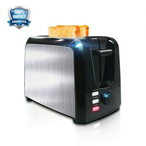 Toaster Toasts Evenly And Quickly│2 Slice Toaster With Bagel Defrost Cancel Function│Compact Black Stainless Steel Toasters 2 Slice Best Rated Prime Top With 7 Shade Bread Setting, Extra Wide Slot