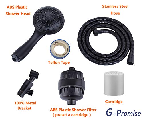 G-Promise Luxury Filtered Handheld Shower Head - Elevate Your Shower Experience with 10-Stage Filter, Adjustable Metal Bracket, and Extra-Long Leak-Free Hose in Elegant Oil Rubbed Bronze G-Promise Luxury Filtered Handheld Shower Head has transformed my daily routine. The metal bracket, crafted from patented 100% solid brass, ensures a worry-free life, providing unwavering support to the weight of the shower head and filter. The 10-stage filter works like a charm, reducing heavy metals, chlorine, rust, and sediment, guaranteeing a revitalizing bath. The extra-long stainless steel hose, extending from 63 to 75 inches, combined with the filter length, gives a shower range of 79.5 inches – perfect for versatile use.