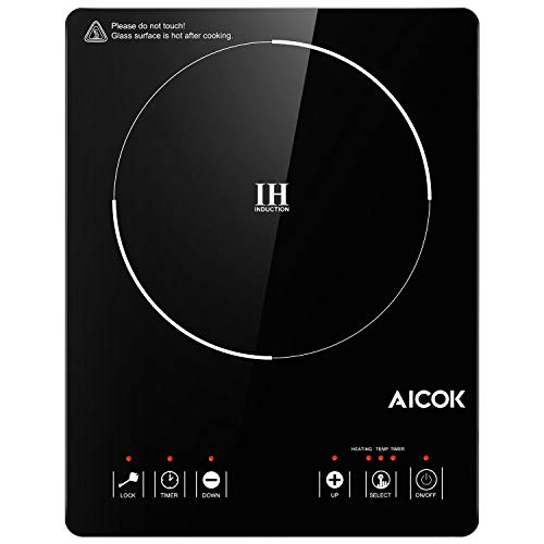 Aicok Portable Induction Cooktop 15 Temperature Power Setting, Waterproof, Hot Plate with LCD Sensor Touch, with Safety Lock, Timer