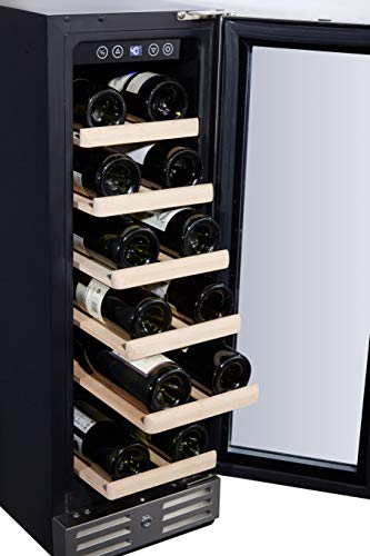 Kalamera, 12'' Wine Cooler, 18 Bottle Built-in or Freestanding Kalamera 12'' Wine Cooler 18 Bottle Constructed-in or Freestanding with Stainless Metal &amp; Double-Layer Tempered Glass Door and Temperature Reminiscence Operate.