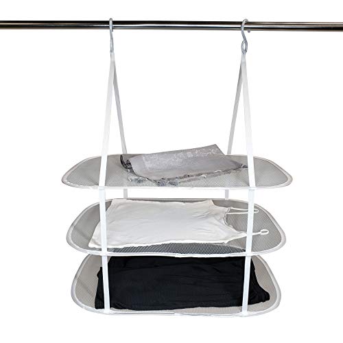 HOMZ Sweater/Delicates/Swimsuit Dryer, Surface, Grey, Set of 1 Hanging 3 Tier Drying Rack