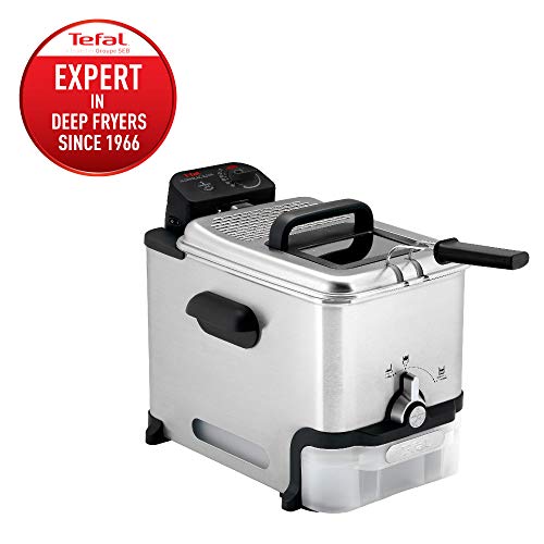 T-fal Deep Fryer with Basket, Stainless Steel, Easy to Clean Deep Fryer, Oil Filtration, 2.6-Pound, Silver, Model FR8000
