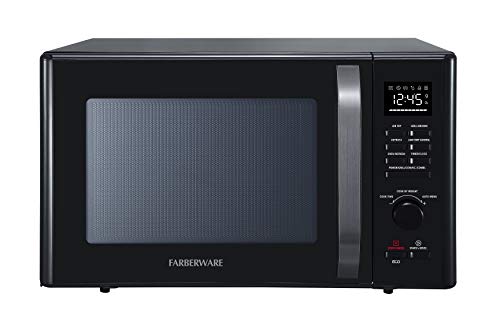 Farberware Black FMO10AHDBKC 1.0 Cu. Ft. 1000-Watt Microwave Oven with Healthy Air Fry, Grill/Convection Function, ECO Mode and LED lighting, Black Stainless Steel