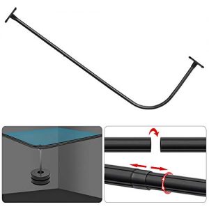 PrettyHome L Shaped Shower Rod Corner Shower Curtain Rods Rustproof Bathroom Shower Curtain Rail Large Space 28"x68" for Bathroom,Cloting Store,Private,Black Finished