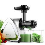 Juicer Machines, Homever Slow Masticating Juicer Extractor Easy to Clean, Cold Press Juicer for All Fruit and Vegetable,BPA-Free, Quiet Motor and Reverse Function with Juice Jug & Brush, Silver