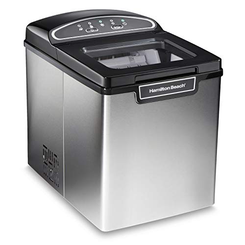 Hamilton Beach Countertop Ice Maker, Compact & Portable Design, Makes 28 Pounds Per Day, Stainless Steel