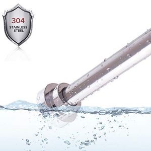 Spring Tension Shower Curtain Rods 40-76 Inches Adjustable 304 Stainless Steel Rustproof Non-Slip No Drilling Never Collapse Silver Extension Long Bath Rod for Wardrobe Bathroom Kitchen Home Door Use