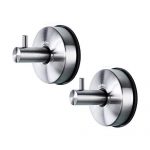 Yohom 2Pcs SUS 304 Stainless Steel Vacuum Suction Cup Hooks Shower Holder - Removable Bathroom Shower Hook Suction Towel Rack and Kitchen Organizer for Towel Hook, Bathrobe and Loofah,Brushed Finish